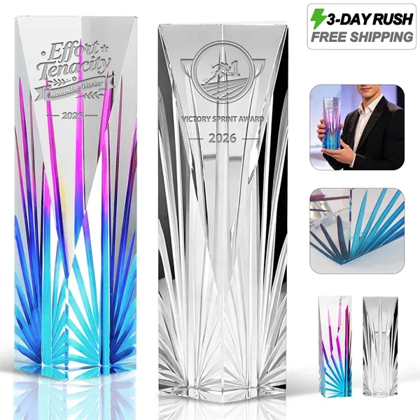 3 Day Rush Gradient Color Faceted Crystal Trophy Award