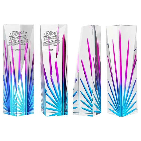 3 Day Rush Gradient Color Faceted Crystal Trophy Award
