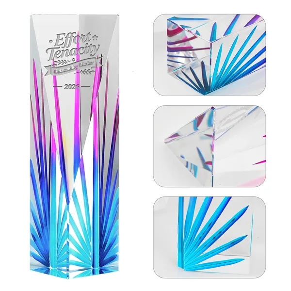 3 Day Rush Gradient Color Faceted Crystal Trophy Award