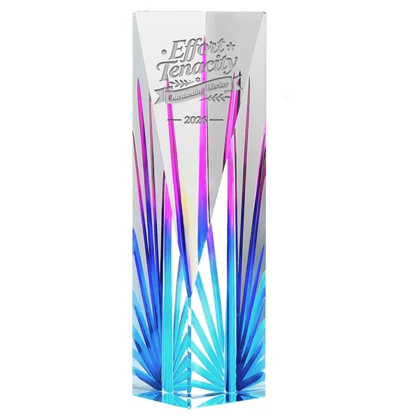 3 Day Rush Gradient Color Faceted Crystal Trophy Award