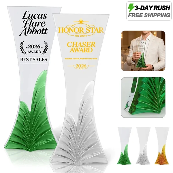 3 Day Rush Curved Elegant Custom Crystal Trophy Award