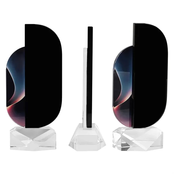 3 Day Rush Black Optical Crystal Award W/ Color Accent&Base