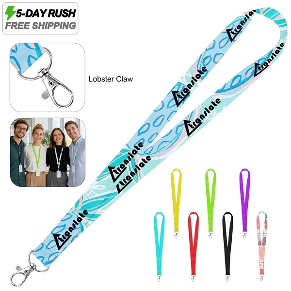 5 Day Rush 1" Dye Sublimated Polyester Lanyard For ID Badge