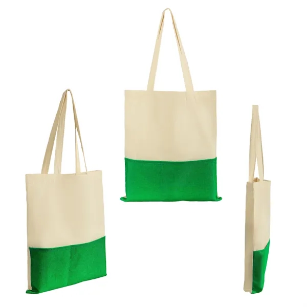 5 Day Rush Two Tone Canvas Burlap Grocery Tote Bag W/ Pocket
