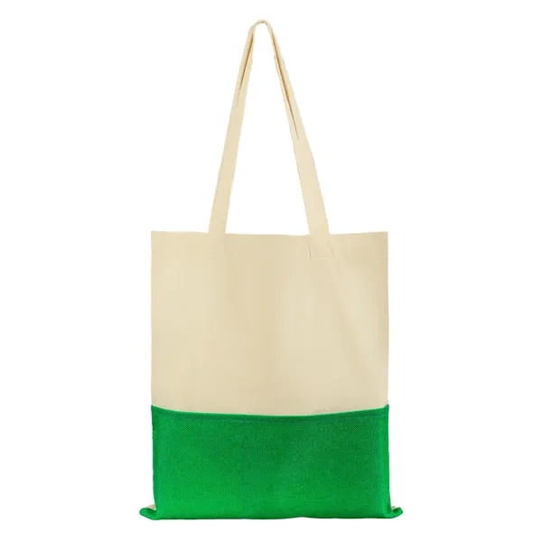 5 Day Rush Two Tone Canvas Burlap Grocery Tote Bag W/ Pocket