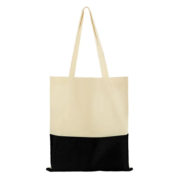 5 Day Rush Two Tone Canvas Burlap Grocery Tote Bag W/ Pocket