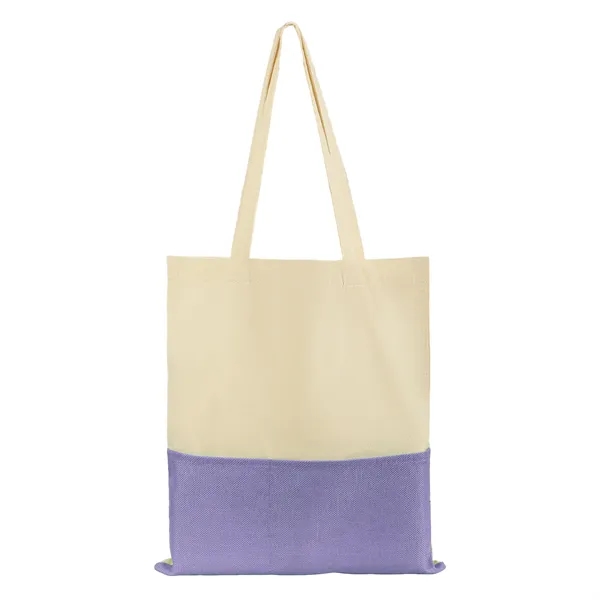 5 Day Rush Two Tone Canvas Burlap Grocery Tote Bag W/ Pocket