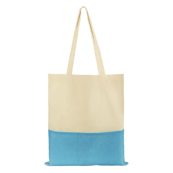 5 Day Rush Two Tone Canvas Burlap Grocery Tote Bag W/ Pocket