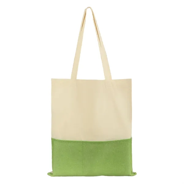 5 Day Rush Two Tone Canvas Burlap Grocery Tote Bag W/ Pocket