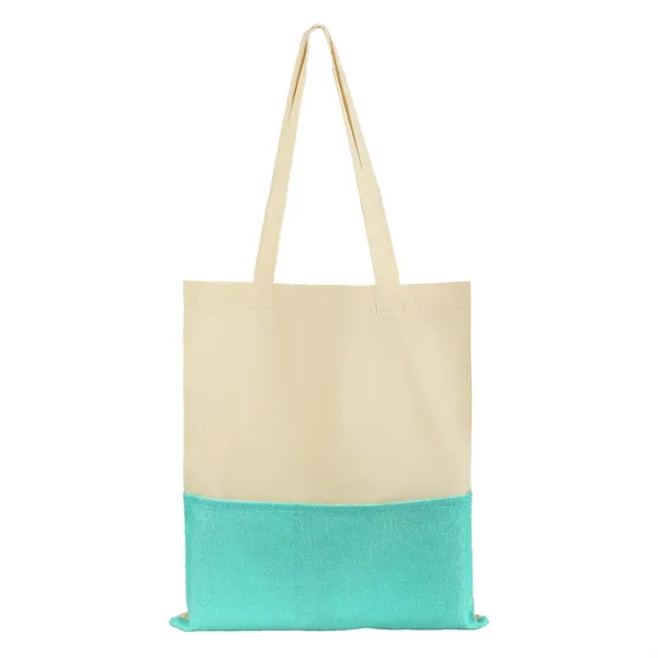 5 Day Rush Two Tone Canvas Burlap Grocery Tote Bag W/ Pocket