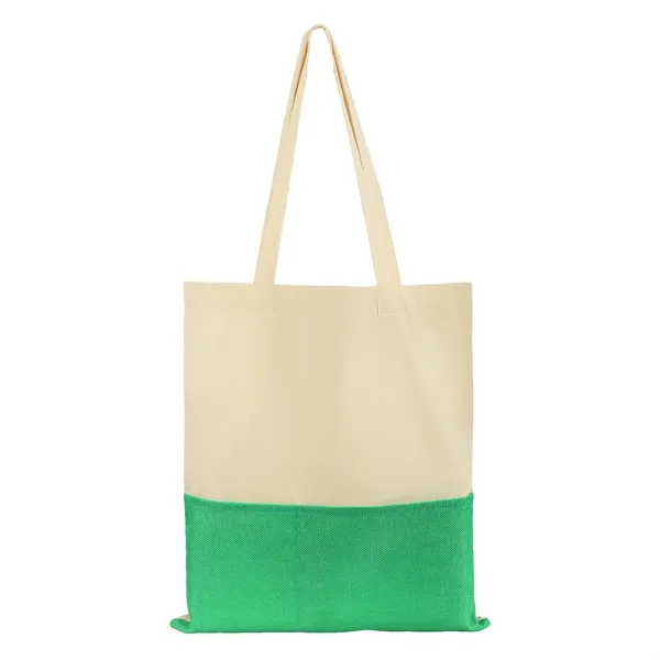 5 Day Rush Two Tone Canvas Burlap Grocery Tote Bag W/ Pocket