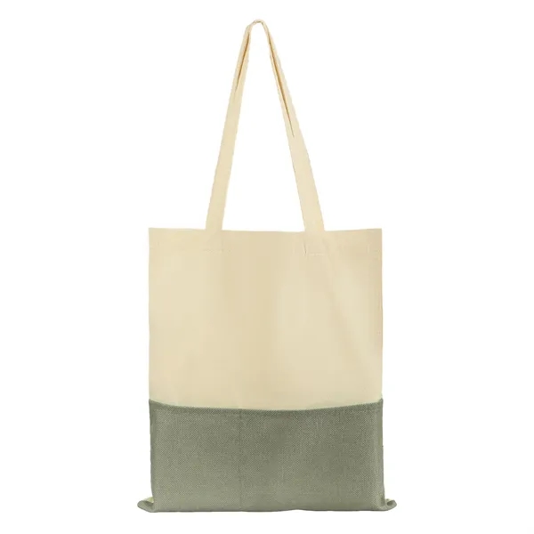 5 Day Rush Two Tone Canvas Burlap Grocery Tote Bag W/ Pocket