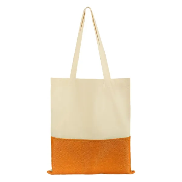5 Day Rush Two Tone Canvas Burlap Grocery Tote Bag W/ Pocket