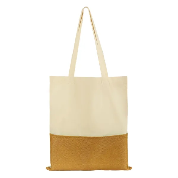 5 Day Rush Two Tone Canvas Burlap Grocery Tote Bag W/ Pocket