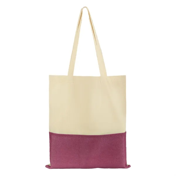 5 Day Rush Two Tone Canvas Burlap Grocery Tote Bag W/ Pocket