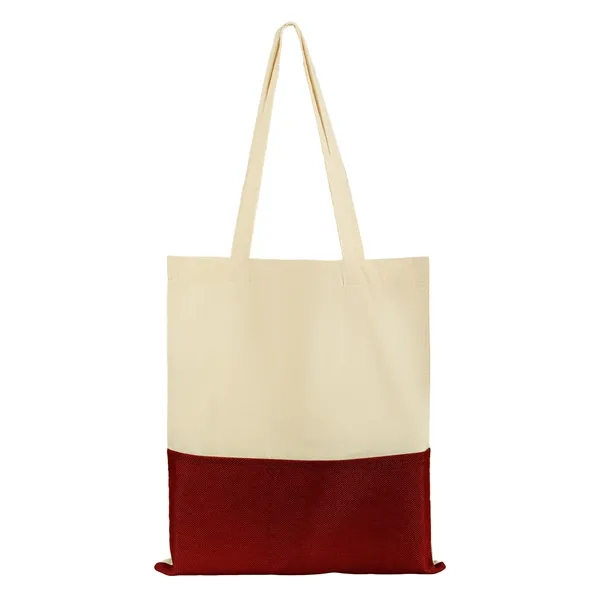 5 Day Rush Two Tone Canvas Burlap Grocery Tote Bag W/ Pocket