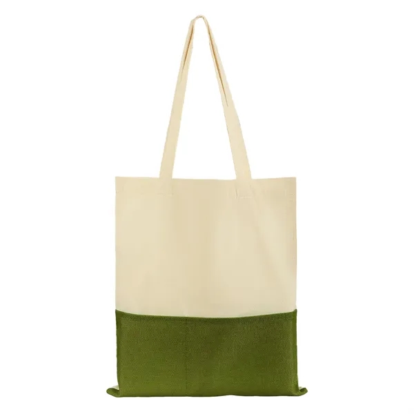 5 Day Rush Two Tone Canvas Burlap Grocery Tote Bag W/ Pocket