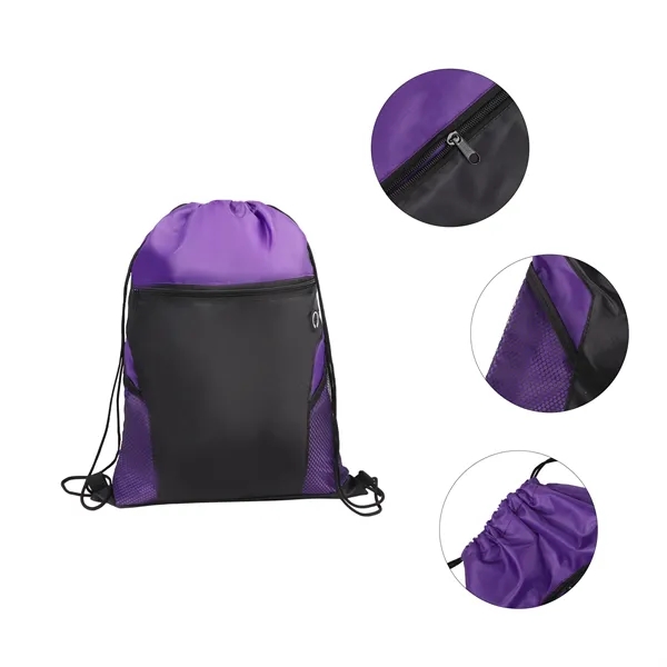 5 Day Rush Drawstring Backpack W/ Mesh Pockets & Earbud Port