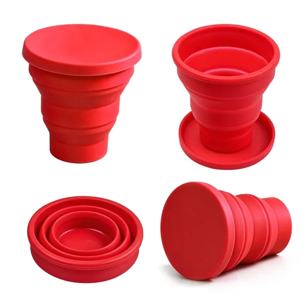 7Oz Reusable Silicone Collapsible Cup W/ Lid