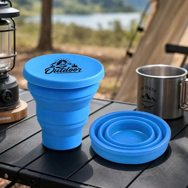 7Oz Reusable Silicone Collapsible Cup W/ Lid