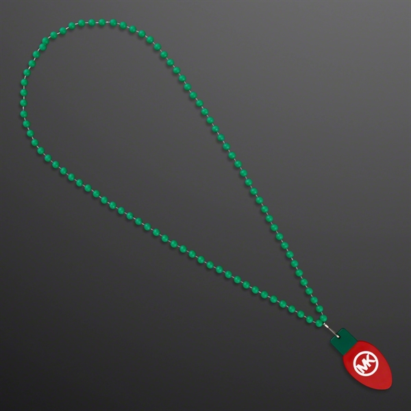 Red Bulb Medallion on Green Beads (NON-LIGHT UP) - Red Bulb Medallion on Green Beads (NON-LIGHT UP) - Image 2 of 3