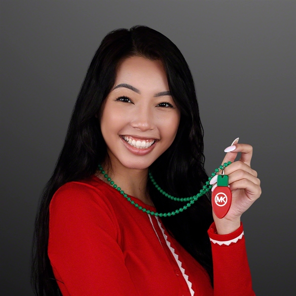 Red Bulb Medallion on Green Beads (NON-LIGHT UP) - Red Bulb Medallion on Green Beads (NON-LIGHT UP) - Image 3 of 3