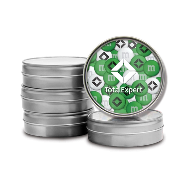 Silver Tins With Custom Printed Lid- 1.5oz. Personalized M&M
