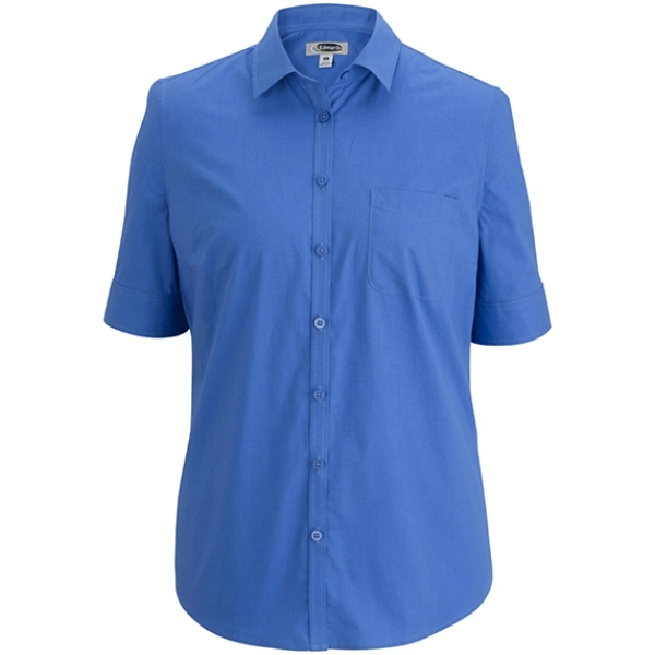 Ladies' Short Sleeve Stretch Poplin Blouse - Ladies' Short Sleeve Stretch Poplin Blouse - Image 0 of 3