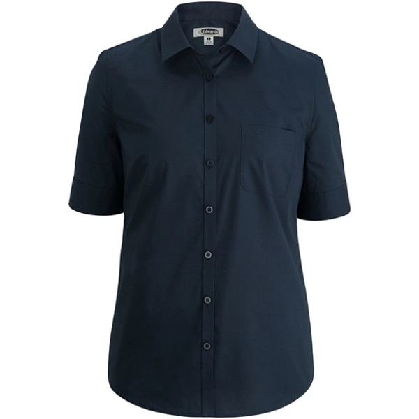 Ladies' Short Sleeve Stretch Poplin Blouse - Ladies' Short Sleeve Stretch Poplin Blouse - Image 2 of 3