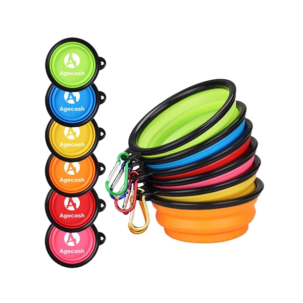 Foldable Silicone Pet Bowl with Carabiner - Foldable Silicone Pet Bowl with Carabiner - Image 0 of 1