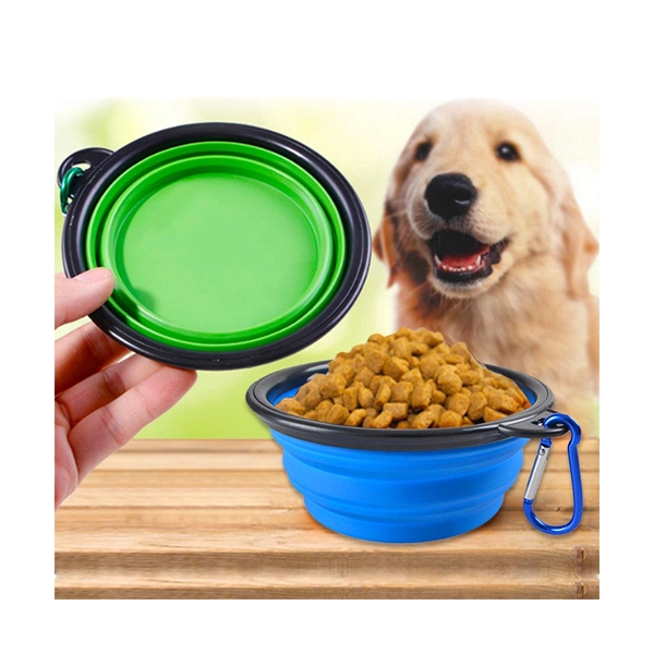 Foldable Silicone Pet Bowl with Carabiner - Foldable Silicone Pet Bowl with Carabiner - Image 1 of 1