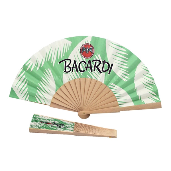 Folding Fan with Wooden Handle - Folding Fan with Wooden Handle - Image 0 of 6