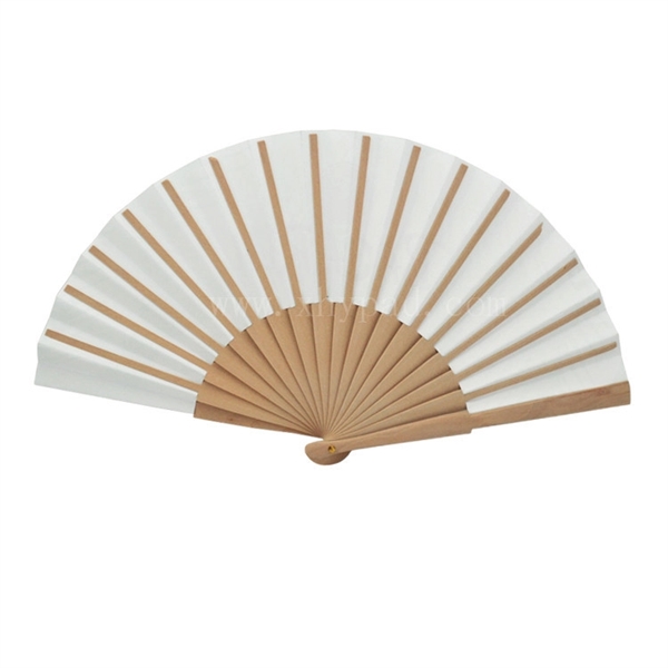 Folding Fan with Wooden Handle - Folding Fan with Wooden Handle - Image 1 of 6