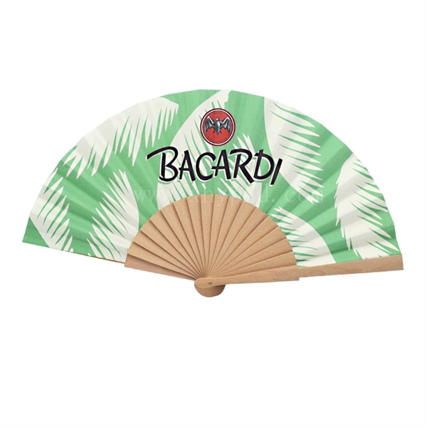 Folding Fan with Wooden Handle - Folding Fan with Wooden Handle - Image 2 of 6