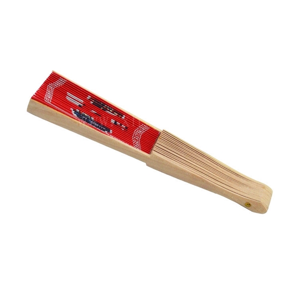 Folding Fan with Wooden Handle - Folding Fan with Wooden Handle - Image 3 of 6