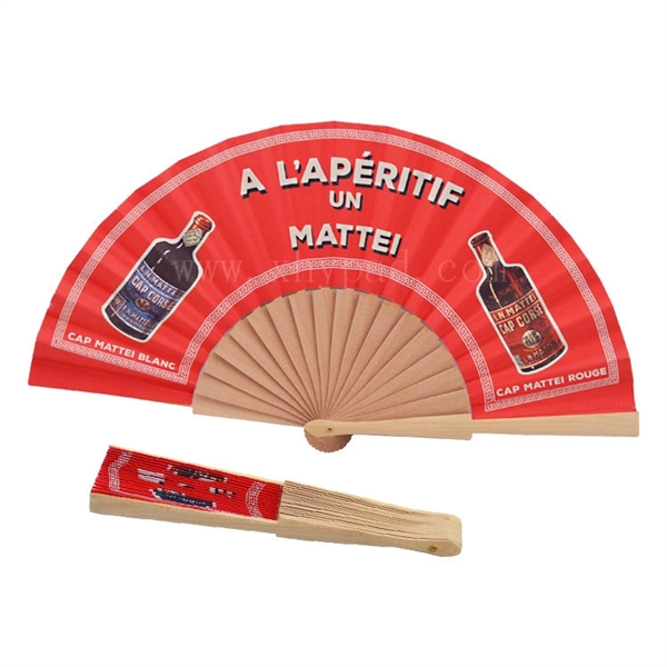 Folding Fan with Wooden Handle - Folding Fan with Wooden Handle - Image 4 of 6