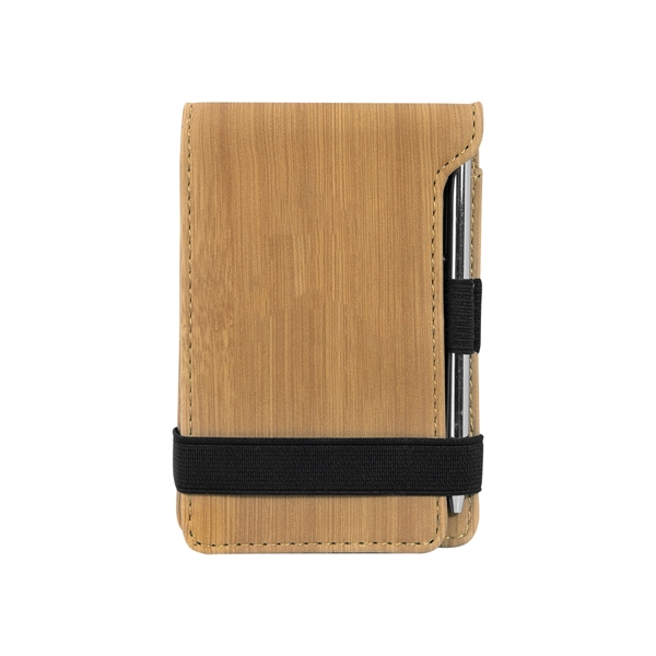 Bamboo Leatherette Mini Notepad with Pen - Bamboo Leatherette Mini Notepad with Pen - Image 1 of 1