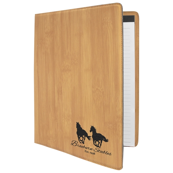 9 1/2" x 12" Leatherette Bamboo Portfolio - 9 1/2" x 12" Leatherette Bamboo Portfolio - Image 2 of 2