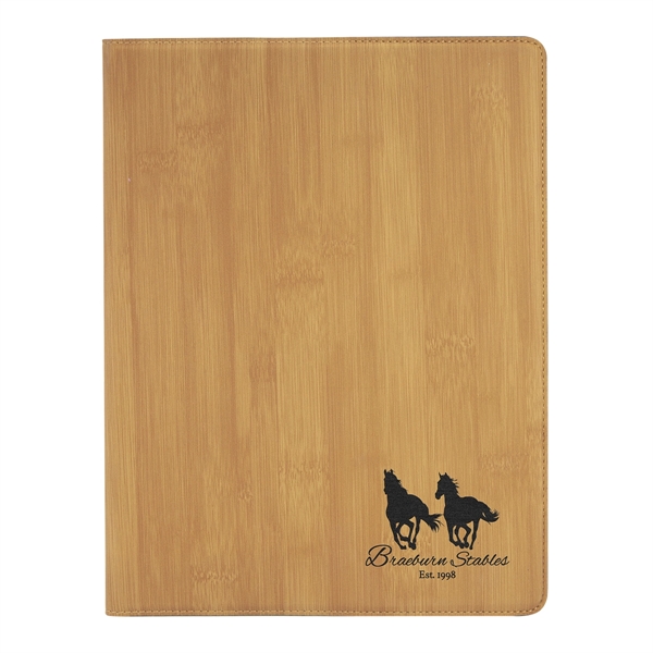 9 1/2" x 12" Leatherette Bamboo Portfolio - 9 1/2" x 12" Leatherette Bamboo Portfolio - Image 0 of 2