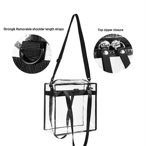 Clear Tote Bag with Zipper Closure Crossbody Messenger Shoul - Clear Tote Bag with Zipper Closure Crossbody Messenger Shoul - Image 1 of 3