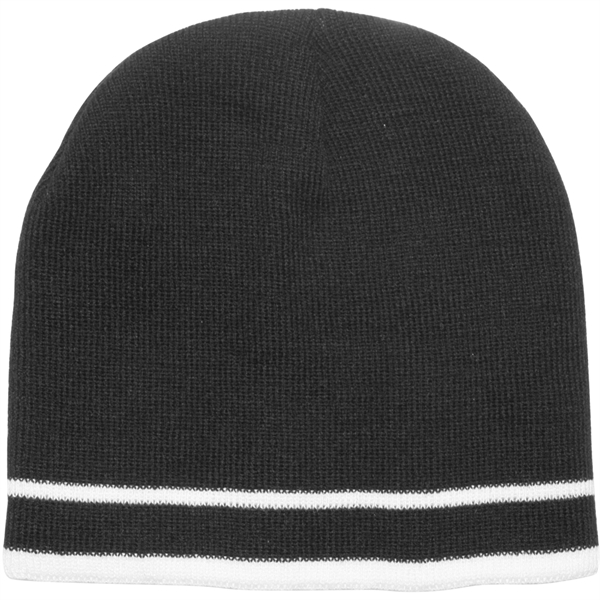 Double Striped Beanie w/ Custom Embroidery Logo - Double Striped Beanie w/ Custom Embroidery Logo - Image 1 of 3