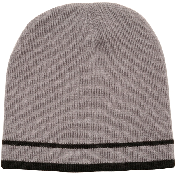 Double Striped Beanie w/ Custom Embroidery Logo - Double Striped Beanie w/ Custom Embroidery Logo - Image 3 of 3