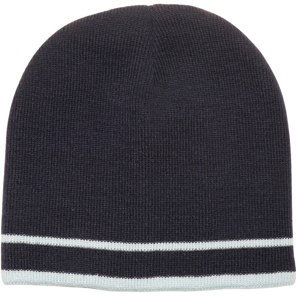 Double Striped Beanie w/ Custom Embroidery Logo - Double Striped Beanie w/ Custom Embroidery Logo - Image 2 of 3