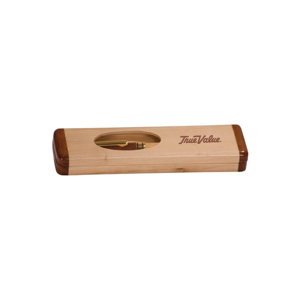 6 3/4" x 1 7/8" Maple/Rosewood Finish Single Pen Case - 6 3/4" x 1 7/8" Maple/Rosewood Finish Single Pen Case - Image 0 of 2