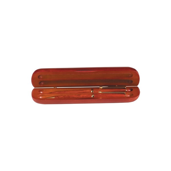 6 3/4" x 2 1/8" Rosewood Double Pen Case - 6 3/4" x 2 1/8" Rosewood Double Pen Case - Image 2 of 2