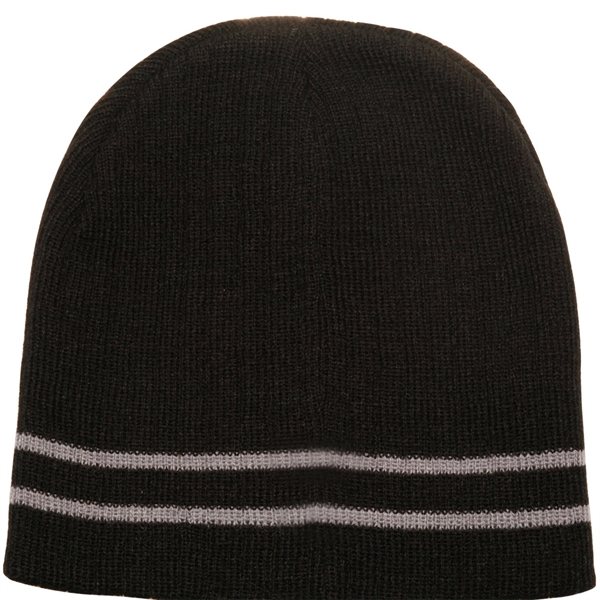 Acrylic Solid Color Beanie w/ Knit stripe - Acrylic Solid Color Beanie w/ Knit stripe - Image 2 of 2