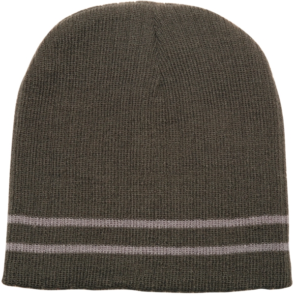 Acrylic Solid Color Beanie w/ Knit stripe - Acrylic Solid Color Beanie w/ Knit stripe - Image 1 of 2