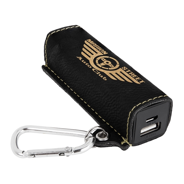 Leatherette Power Bank with USB Charging Cord