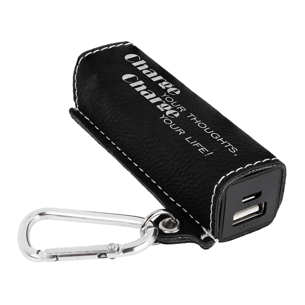 Leatherette Power Bank with USB Charging Cord