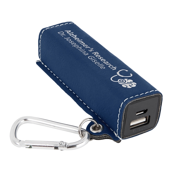 Leatherette Power Bank with USB Charging Cord